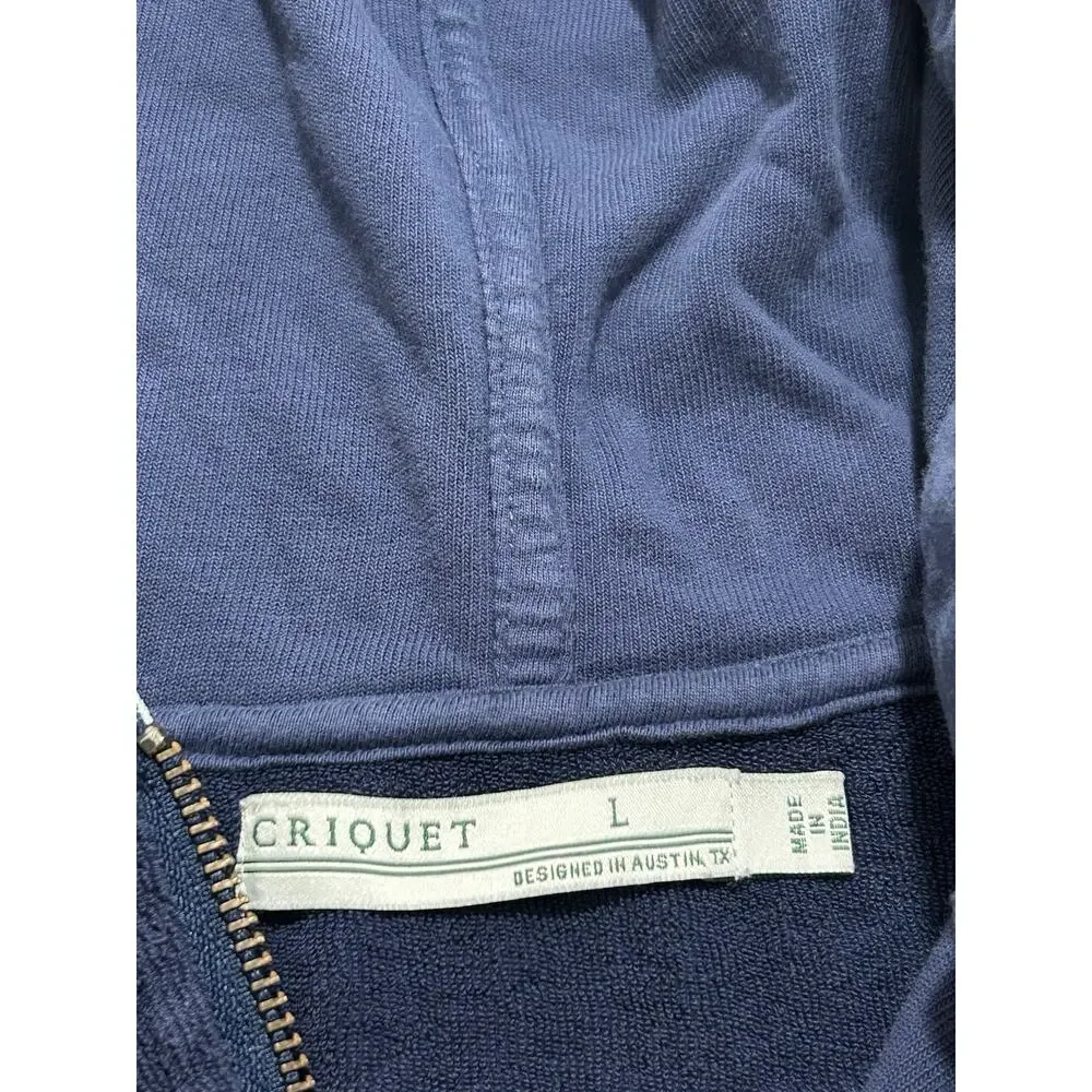 Criquet‎ Men’s Large Full Zip Terry Cloth Hoodie Sweatshirt Navy